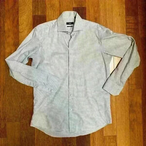 Boss | Men’s dress shirt  size 39, 15.5 neck white grey pattern